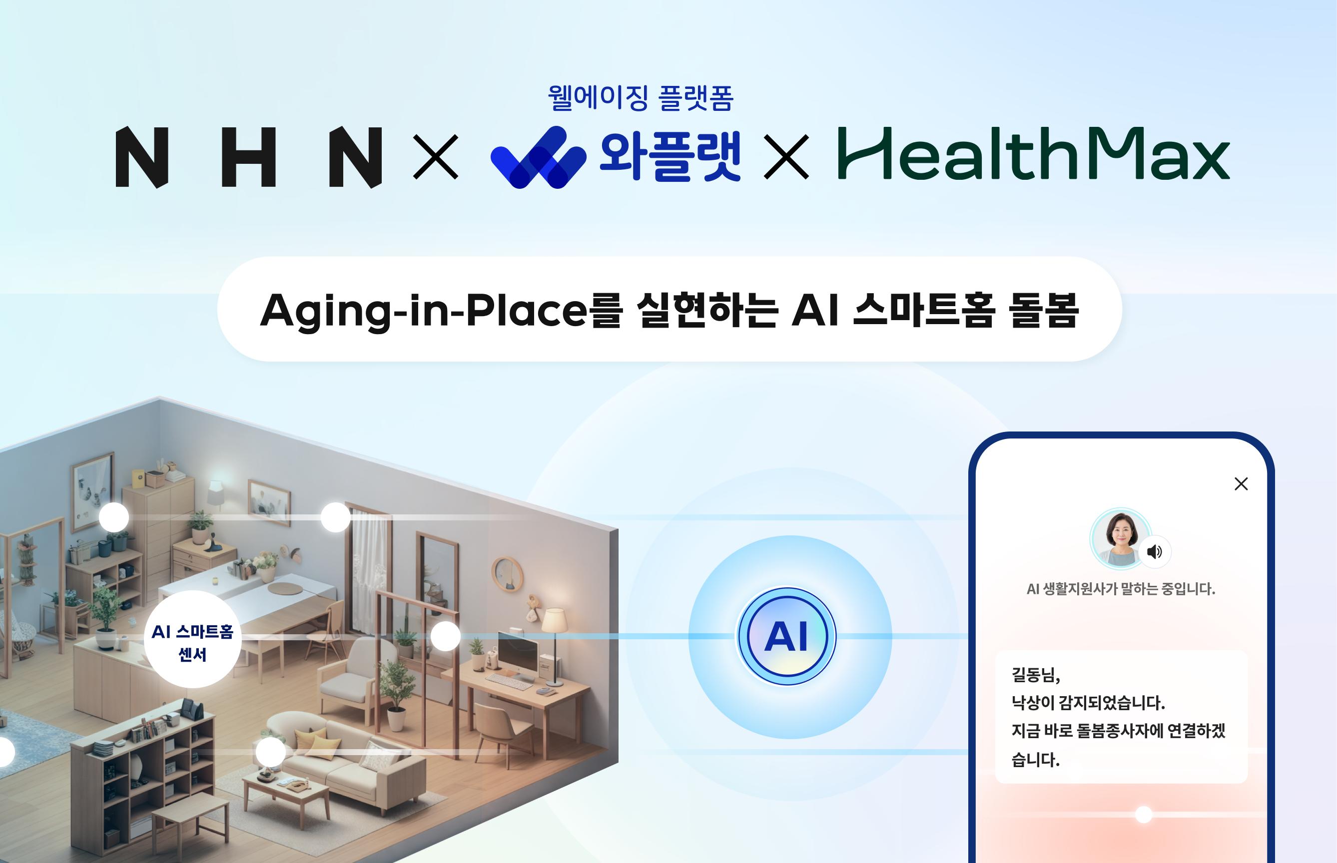 NHN-NHN와플랫-헬스맥스, ‘AI 스마트홈 돌봄’ 시스템 구축 위한 업무협약 체결